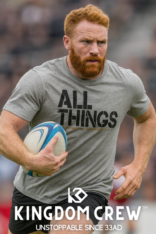 ALL THINGS™ Cross – Athletic Unisex Tee – Black and Gold