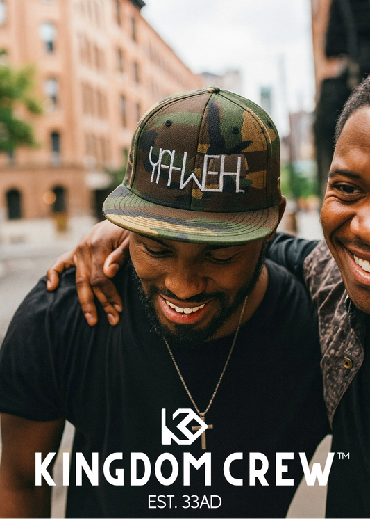 Two men posing together with a cityscape background, featuring the 'Kingdom Crew' logo.