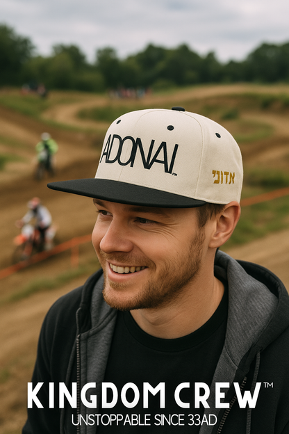 Adonai™ Black & Gold Embroidered Snapback Hat