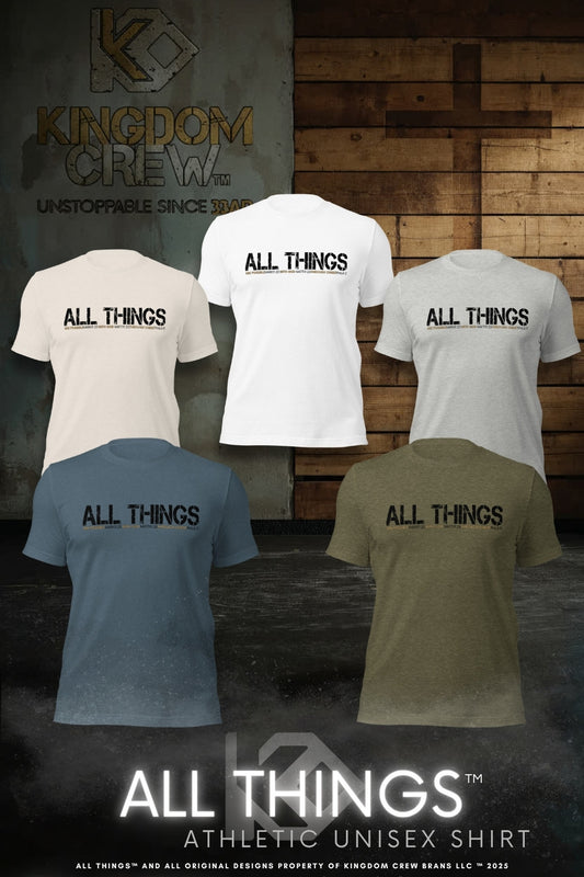 ALL THINGS™ – Athletic Unisex Tee – Comfort Heather Black and Gold