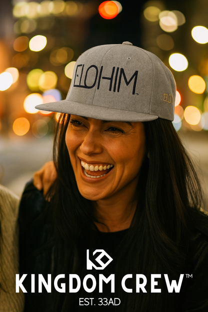 Elohim Black Embroidered Snapback Hat