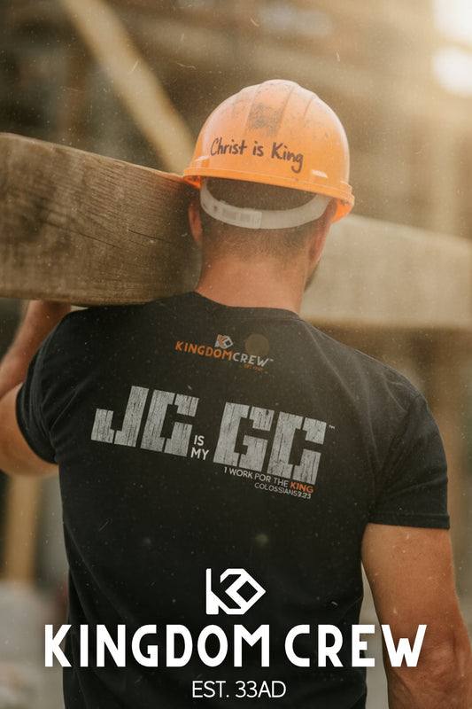 J.C. is my G.C.™ Heavyweight Premium Shirt -Back Graphic- Dark shirt variations
