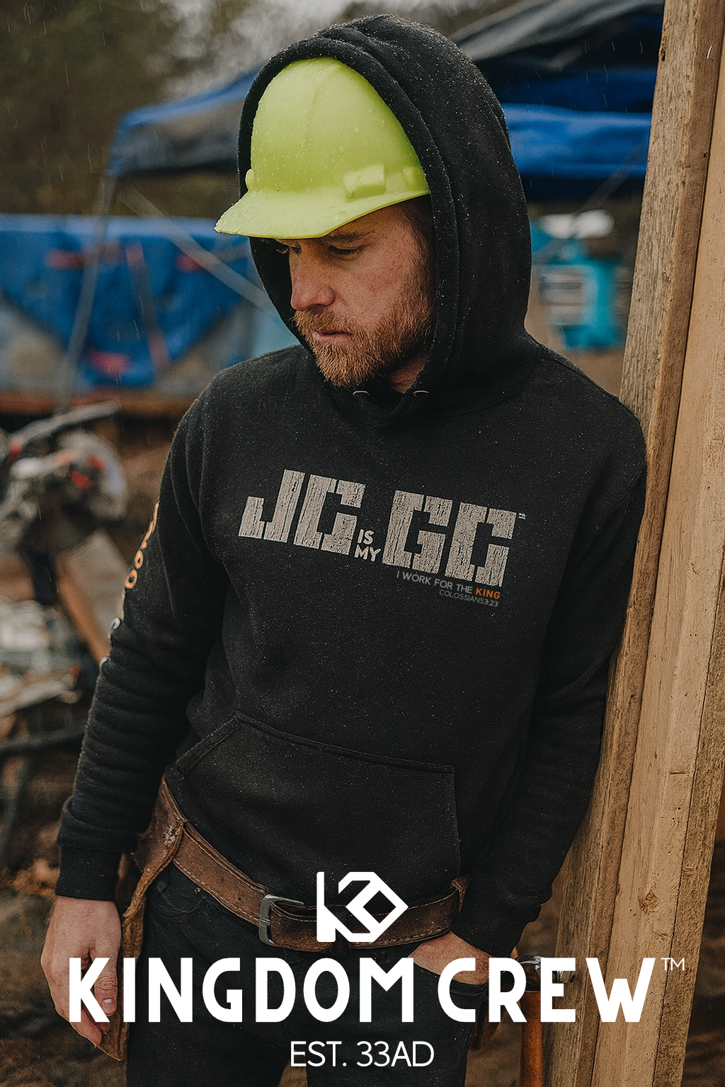 J.C. is my G.C.™ Premium Hoodie - Grey & Orange