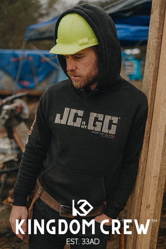 J.C. is my G.C.™ Premium Hoodie - Grey & Orange