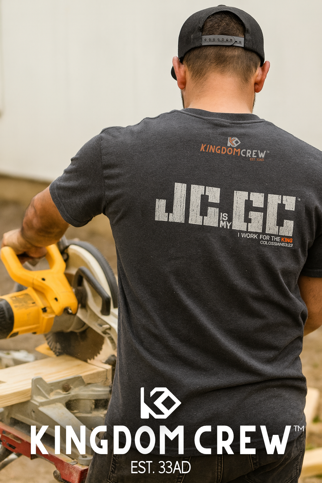 J.C. is my G.C.™ Heavyweight Premium Shirt -Back Graphic- Dark shirt variations