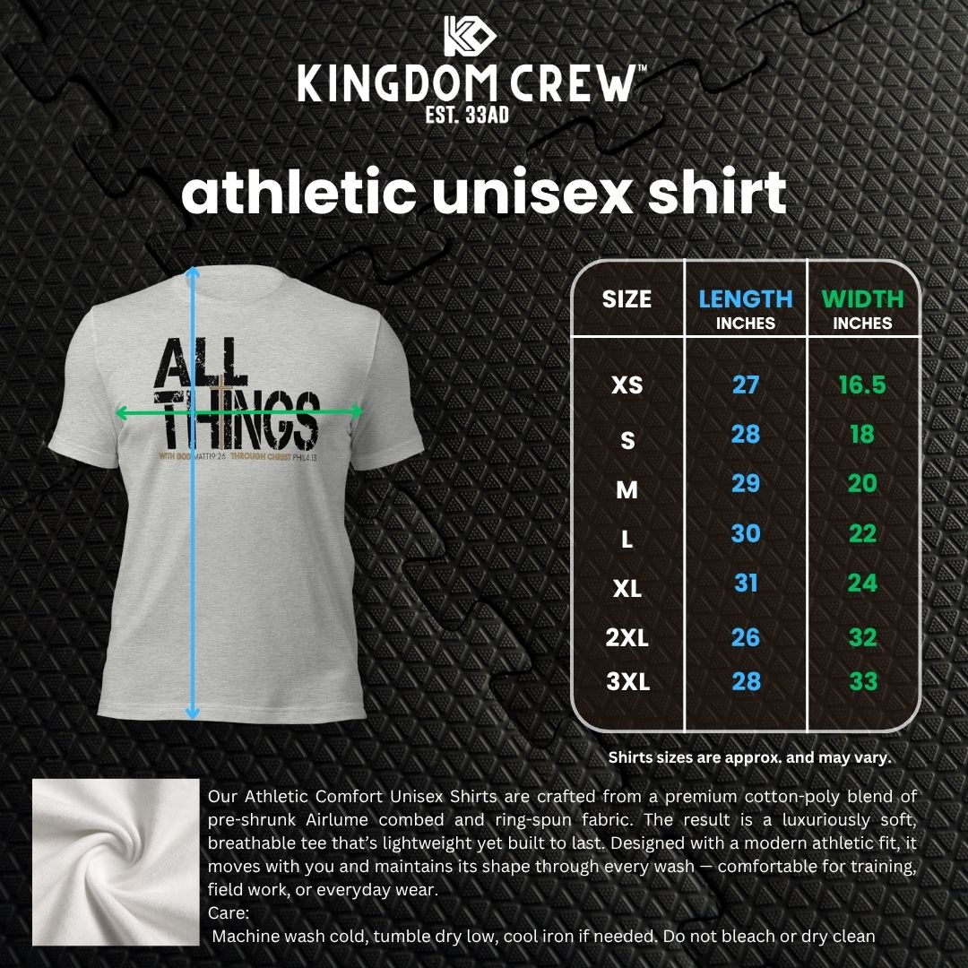 ALL THINGS™ – Athletic Unisex Tee – Comfort Heather Black and Gold