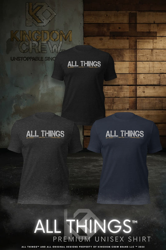 ALL THINGS™ – Athletic Unisex Tee – Comfort Heather Silver and Gold