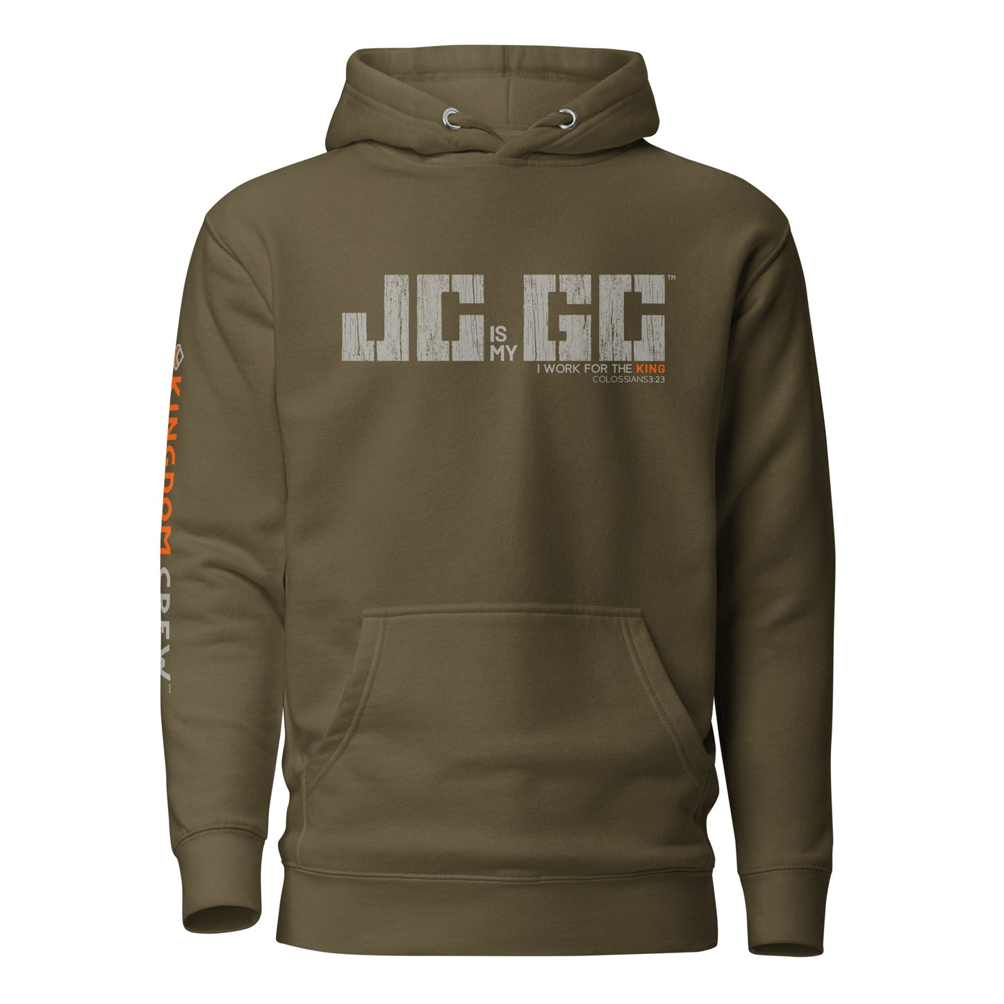 J.C. is my G.C.™ Premium Unisex Hoodie - Grey & Orange
