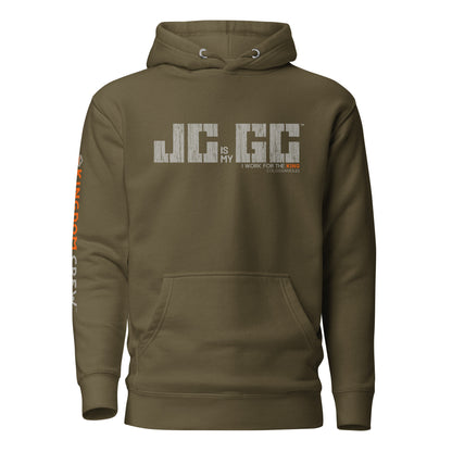 J.C. is my G.C.™ Premium Unisex Hoodie - Grey & Orange