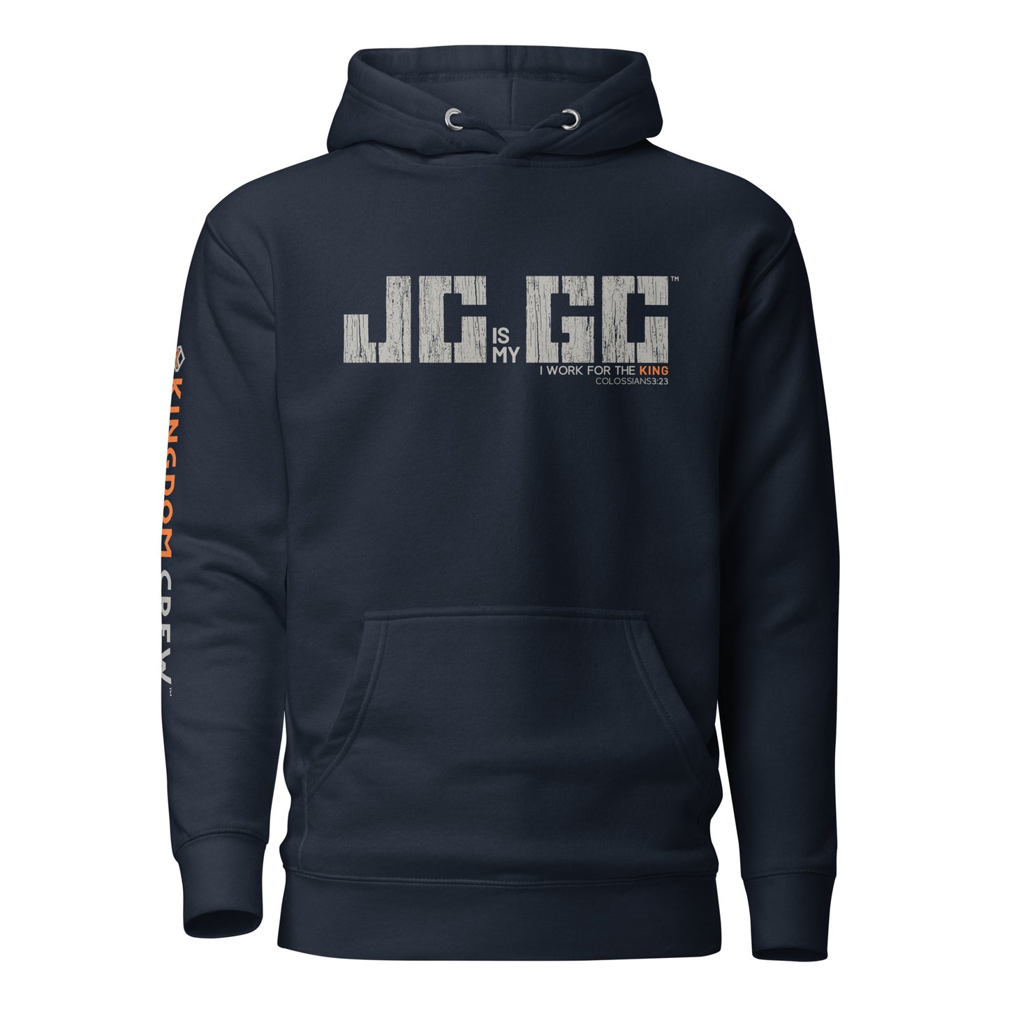 J.C. is my G.C.™ Premium Unisex Hoodie - Grey & Orange