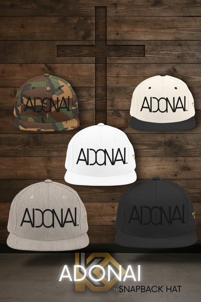 Adonai™ Black & Gold Embroidered Snapback Hat