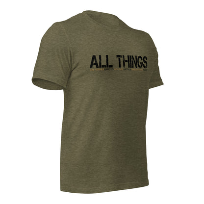 ALL THINGS™ – Athletic Unisex Tee – Comfort Heather Black and Gold