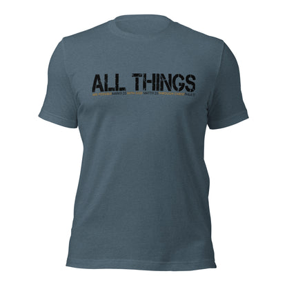 ALL THINGS™ – Athletic Unisex Tee – Comfort Heather Black and Gold