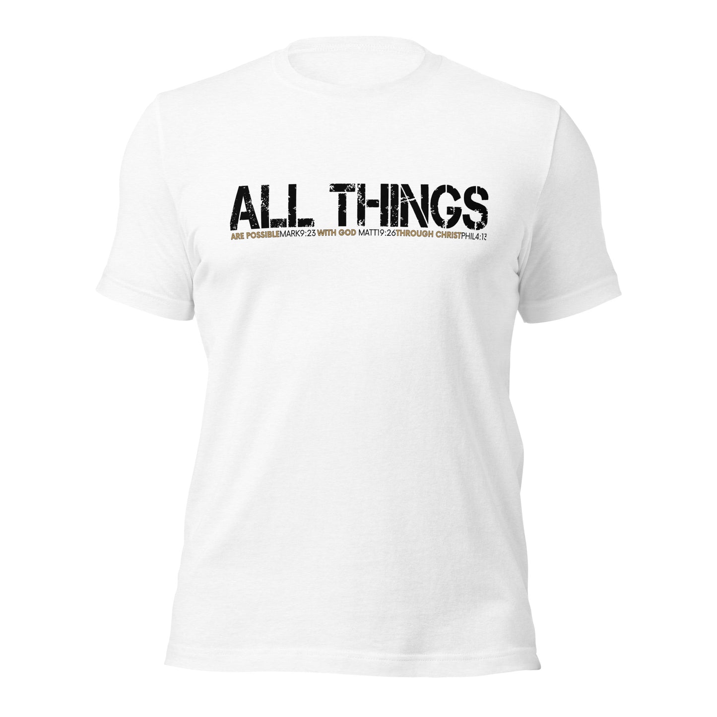 ALL THINGS™ – Athletic Unisex Tee – Comfort Heather Black and Gold
