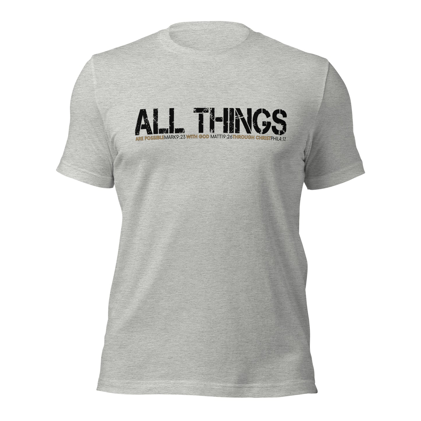 ALL THINGS™ – Athletic Unisex Tee – Comfort Heather Black and Gold