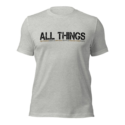 ALL THINGS™ – Athletic Unisex Tee – Comfort Heather Black and Gold