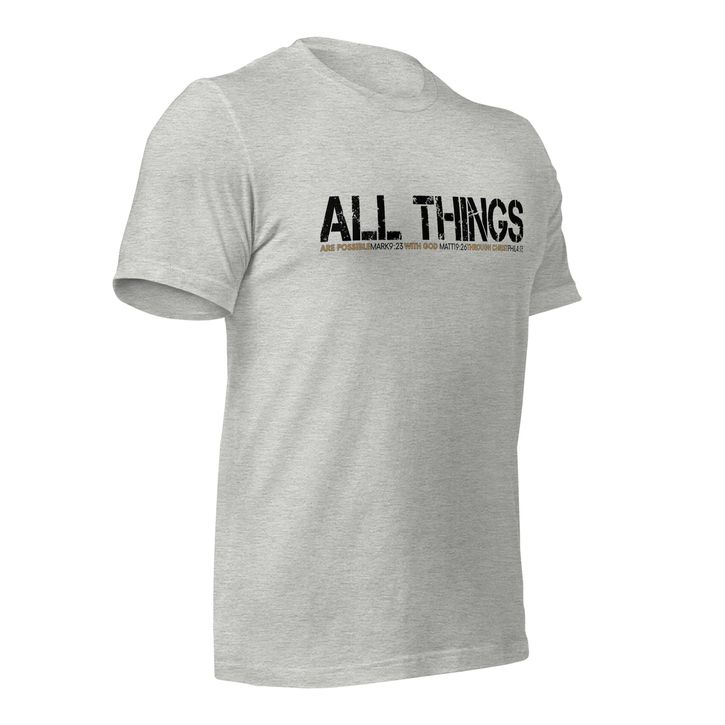 ALL THINGS™ – Athletic Unisex Tee – Comfort Heather Black and Gold