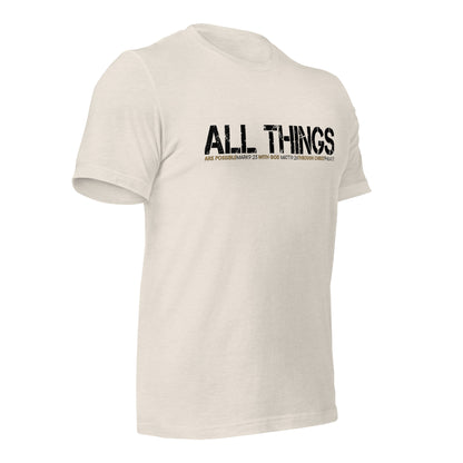 ALL THINGS™ – Athletic Unisex Tee – Comfort Heather Black and Gold