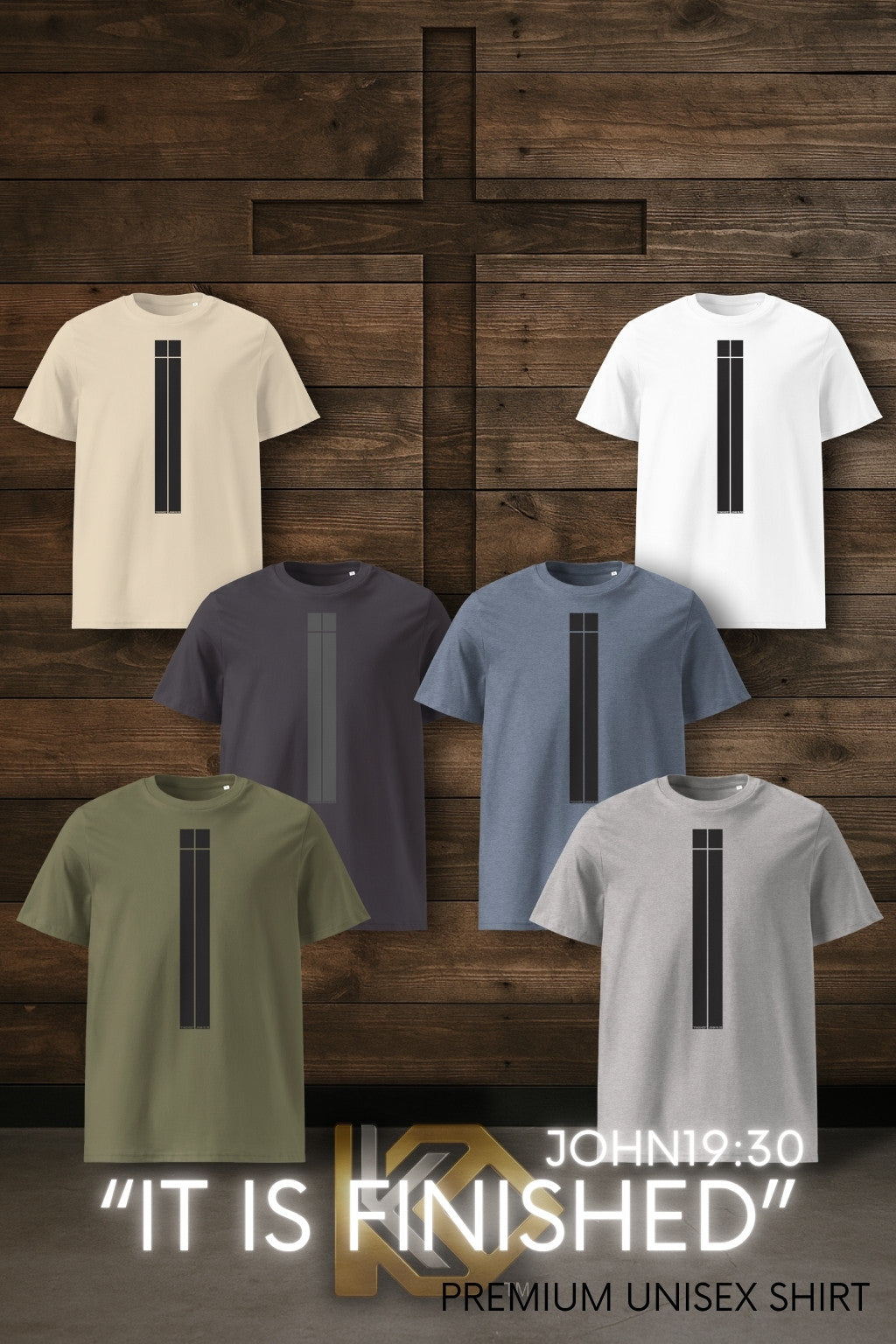 "FINISHED" JOHN19:30 Premium Unisex Shirt - Dark Grey Cross