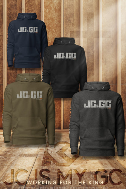 J.C. is my G.C.™ Premium Hoodie - Grey & Orange