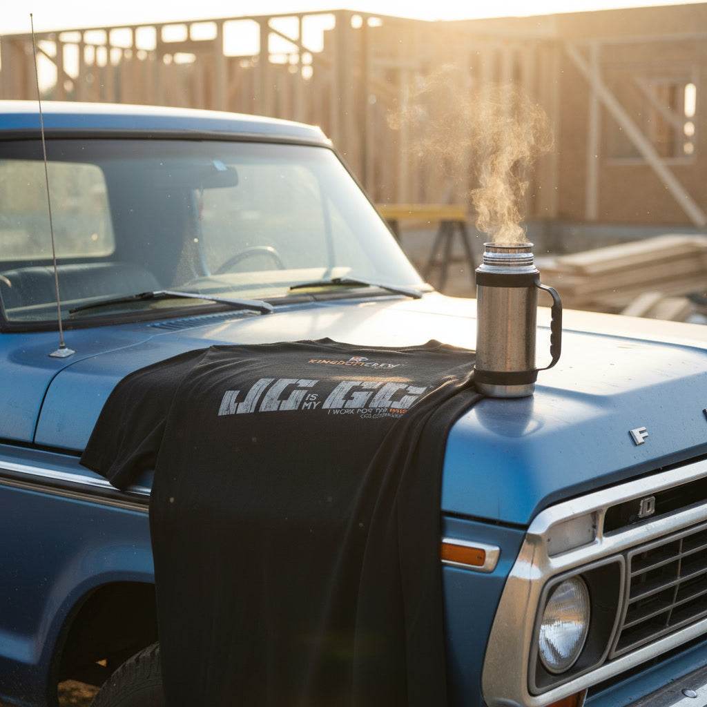 J.C. is my G.C.™ Heavyweight Premium Shirt -Back Graphic- Dark shirt variations