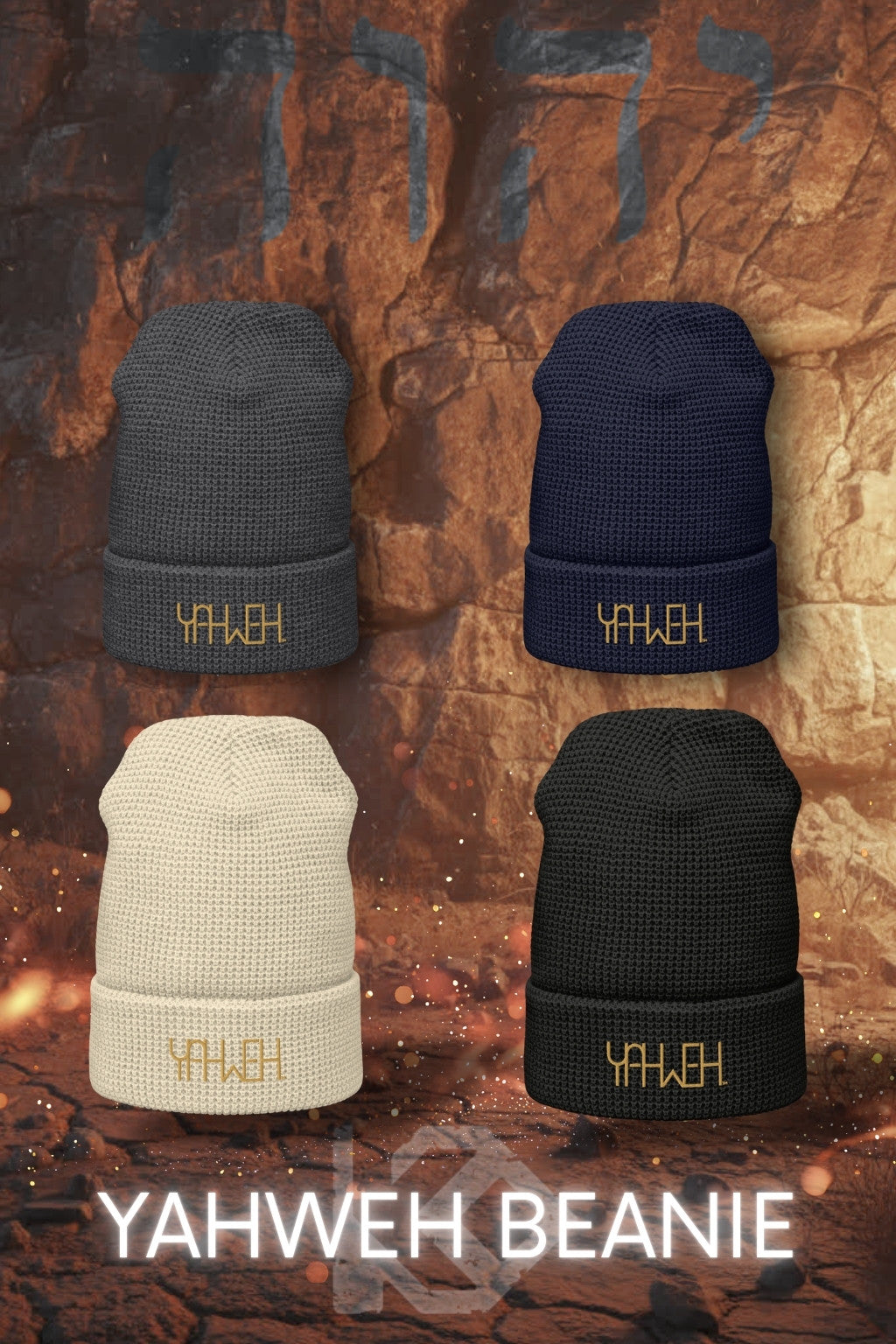 YAHWEH™ Gold Waffle Knit Beanie