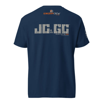 J.C. is my G.C.™ Heavyweight Premium Shirt -Back - Grey & Orange